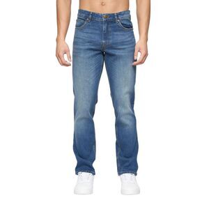 Crosshatch Mens Chas Straight Jeans / Mid Wash
